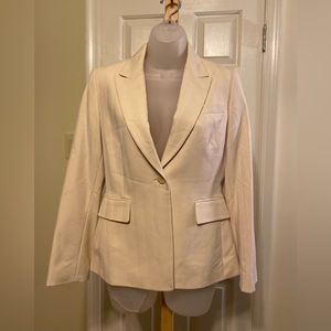 NWOT Tahari - Woman’s cream jacket w/white stripes, Size: 4P